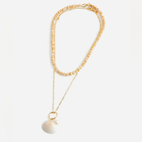 Madewell Pearl Choker & Shell Necklace Set Of 2, Gold/ Cream - Picture 1 of 6